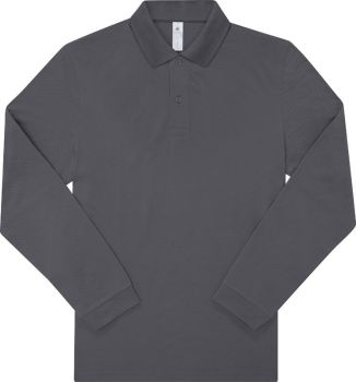 B&C | Piqué polo s dlouhým rukávem z těžké bavlny dark grey M