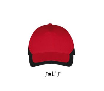 SOL'S BOOSTER - 5 PANEL CONTRASTED CAP Red/Black U