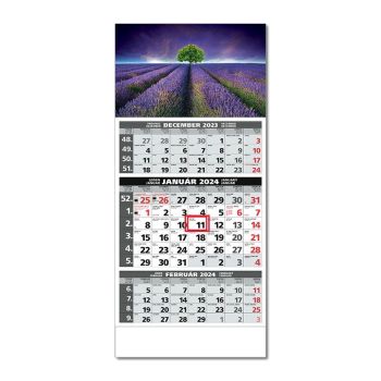 Plánovací kalendár ŠTANDARD 3M sivý 2024  Obrázok C