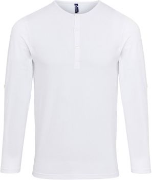 Premier | Pánské tričko s rolovatelnými dlouhými rukávy white XS