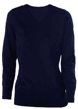 LADIES' V-NECK JUMPER Navy M