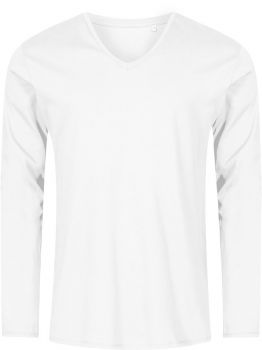 Promodoro | Pánské tričko s dl. rukávem a výstřihem do V - X.O white 3XL