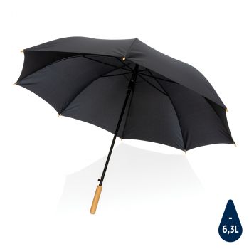 27" bambusový auto-open dáždnik Impact zo 190T RPET AWARE™ čierna