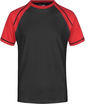 James & Nicholson | Pánské raglánové tričko black/red XXL