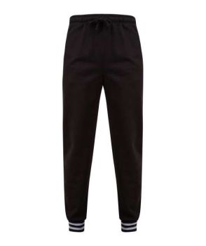 JOGGERS WITH STRIPED CUFFS Black/Heather Grey S