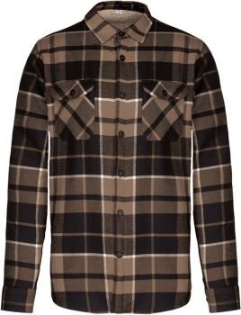 Kariban | Flanelová košile s sherpa fleecovou podšívkou camel/black XL