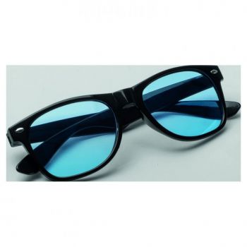 Slnečné okuliare s čiernym plastovým rámom a farebnými sklami Blue