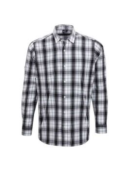 'GINMILL' CHECK - MEN'S LONG SLEEVE COTTON SHIRT Black/White S