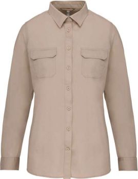 LADIES' LONG SLEEVED SAFARI SHIRT Beige M