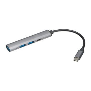 USB rozbočovač z recyklovaného hliníka sivá