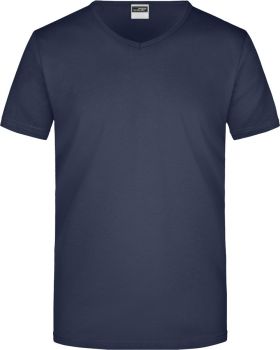 James & Nicholson | Pánské vypasované tričko s výstřihem do V navy XL