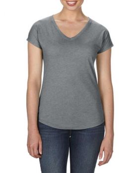 WOMEN'S TRI-BLEND V-NECK TEE Heather Graphite S