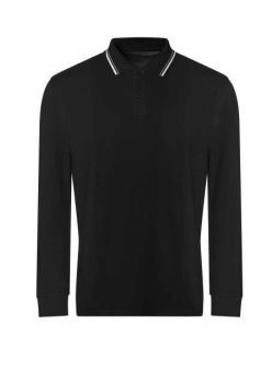 LONG SLEEVE TIPPED 100 POLO Deep Black/White XL