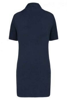 LADIES’ SHORT-SLEEVED LONGLINE POLO SHIRT Navy/Oxford Grey M