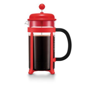 JAVA 1L. Kanvica na kávu French press 1L Červená