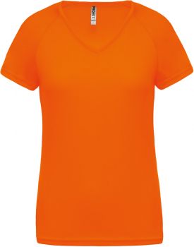 Kariban ProAct | Dámské sportovní tričko s výstřihem do V fluorescent orange S