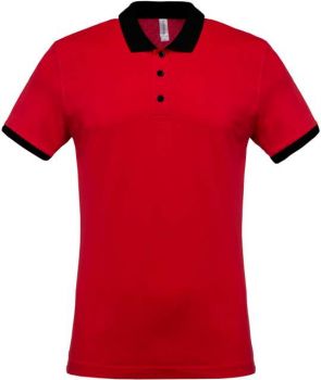 MEN'S TWO-TONE PIQUÉ POLO SHIRT Red/Black XL