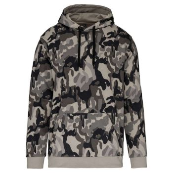 MEN’S HOODED SWEATSHIRT Grey Camouflage M