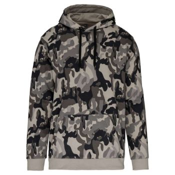 MEN’S HOODED SWEATSHIRT Grey Camouflage M