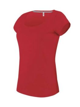 LADIES’ BOAT NECK SHORT-SLEEVED T-SHIRT Red L