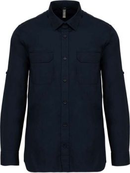 MEN'S LONG-SLEEVED SAFARI SHIRT Navy L