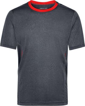 James & Nicholson | Pánské běžecké tričko black melange/tomato XL