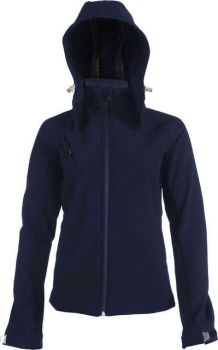 LADIES' DETACHABLE HOODED SOFTSHELL JACKET Navy L