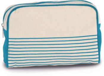 VANITY CASE IN COTTON CANVAS - DUFFEL STYLE Natural/Turquoise U