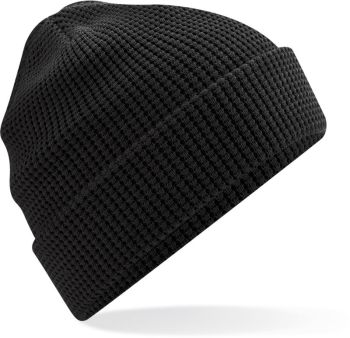 Beechfield | Pletená bio čepice s vaflovým úpletem black onesize