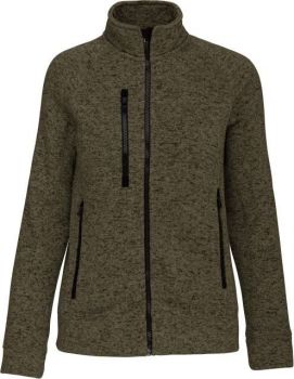 LADIES' FULL ZIP HEATHER JACKET Dark Khaki Melange M