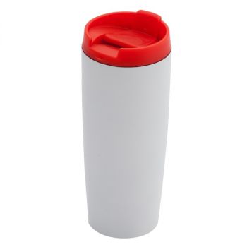 FRESVIK termohrnek 390 ml,  červená/bílá