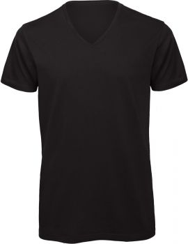 B&C | Pánské tričko s výstřihem do V black L