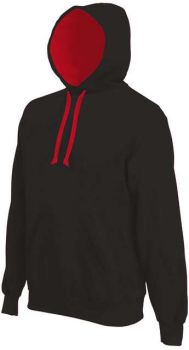 MEN'S CONTRAST HOODED SWEATSHIRT Black/Red M