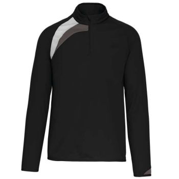 ADULTS' ZIP NECK TRAINING TOP Black/White/Storm Grey XL