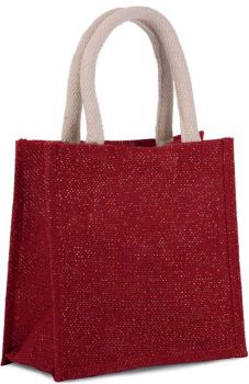 JUTE CANVAS TOTE - SMALL Cherry Red/Gold U