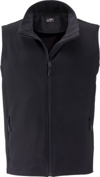 James & Nicholson | Pánská 2-vrstvá promo softshellová vesta black/black 3XL