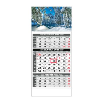 Plánovací kalendár ŠTANDARD 3M sivý 2023  Obrázok B
