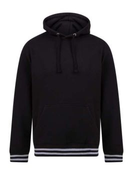 HOODIE WITH STRIPED CUFFS Black/Heather Grey S