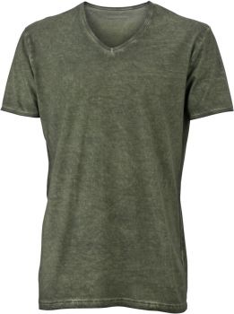 James & Nicholson | Pánské tričko "Gipsy" s výstřihem do V dusty olive XL