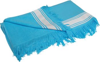 Kariban | Plážová osuška Fouta turquoise/white onesize