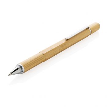 Multifunkčné pero 5 v 1 z bambusu hnedá