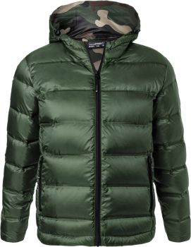 James & Nicholson | Pánská péřová bunda s kapucí olive/camouflage XL