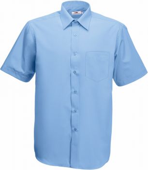F.O.L. | Popelínová košile s krátkým rukávem mid blue S