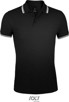 SOL'S | Pánské piqué polo black/white XL