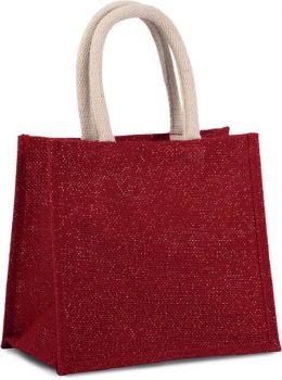 JUTE CANVAS TOTE - MEDIUM Cherry Red/Gold U