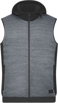 James & Nicholson | Pánská polstrovaná hybridní pletená fleecová vesta carbon melange/black L