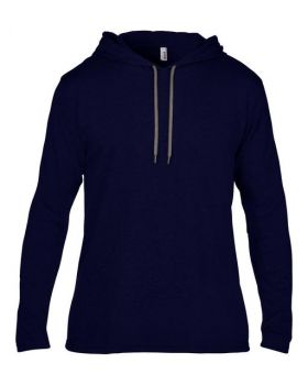 ADULT LIGHTWEIGHT LONG SLEEVE HOODED TEE Navy/Dark Grey L