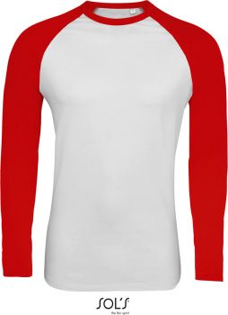 SOL'S | Pánské raglánové tričko s dlouhým rukávem white/red XL