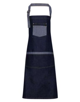 'DOMAIN' CONTRAST DENIM BIB APRON Indigo Denim U