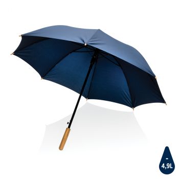 23" bambusový auto-open dáždnik Impact zo 190T RPET AWARE™ námornícka modrá